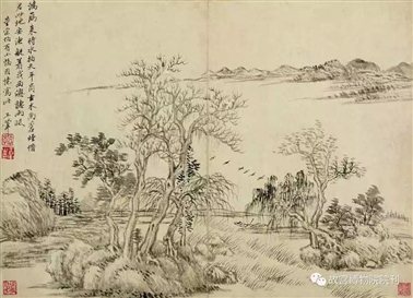 图二十五：3   清王翚《山水图》册第七开   故宫博物院藏