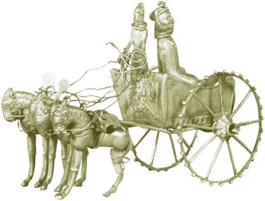 古波斯贵族的纯金马战车。虽然这辆战车的效用同现实中的马车相比小得多，但由于黄金及文物的稀缺性却使其具有更大的价值。