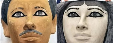 图 10 拉霍太普（Rahotep）与诺弗里特（Nofret）夫妻像的眼部塑造细节，古王国第四王朝（约前2600年左右），开罗博物馆（作者摄于2019年11月）